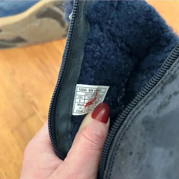 Ugg Classic Short Leather Suede Nave Blue Winter Zip Up Boots Women’s Size 9 - Picture 7 of 7